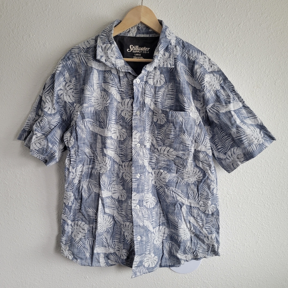 NWOT Stillwater Supply Co Cotton Hawaiian Tropical Button Down Shirt Mens Size L